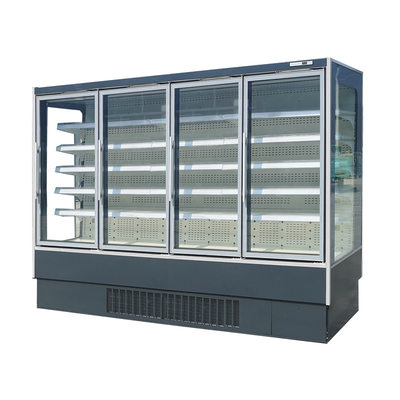 Réfrigérateur en verre de laiterie de quatre portes d'anti brouillard pour le supermarché