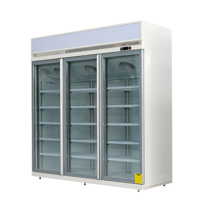 Réfrigérateur commercial 3 portes vitrées avec moteurs de ventilateur EBM pour une faible consommation d'énergie