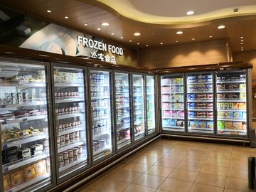 Certification en verre droite efficace de la CE de congélateur d'affichage de supermarché de congélateur de porte