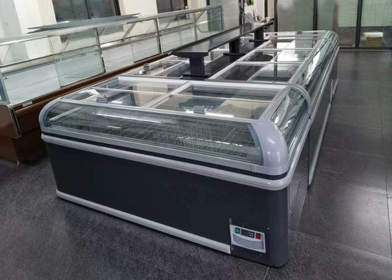 Glissement du bas-e congélateur en verre d'affichage de supermarché de porte (dos avant)