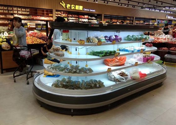 Refroidisseur ouvert Multideck d'affichage d'île ovale semi verticale