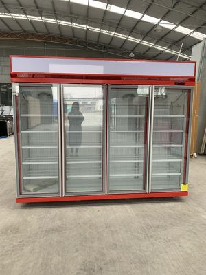Quatre réfrigérateur en verre rouge d'affichage de boissons de la porte R290 avec le compresseur de SECOP