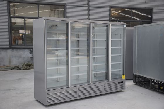 Réfrigérateur droit de porte en verre du supermarché quatre avec le thermostat de Danfoss Digital