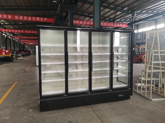 Refroidisseur noir libre d'affichage de Frost Multideck avec la porte en verre transparente d'oscillation