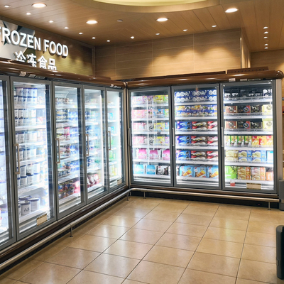 Refroidisseur droit d'affichage de supermarché avec deux portes
