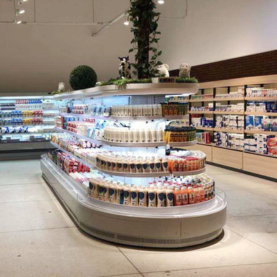 Réfrigérateur ouvert d'affichage de Multideck d'île ovale pour des fruits et légumes