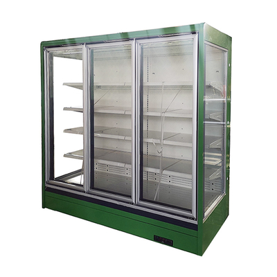 Multideck adapté aux besoins du client glissant/a articulé le coffret d'étalage en verre de porte avec de doubles portes en verre antibrouillard vitrées Frameless