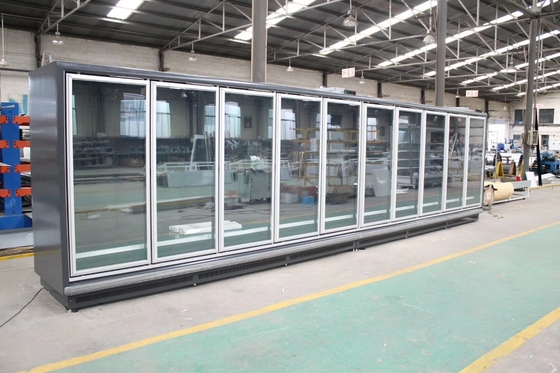 Multideck à distance balancent le congélateur en verre d'affichage de porte avec l'unité de condensation à distance de Copeland ou de Bitzer pour les aliments surgelés