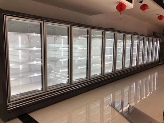 Multideck adapté aux besoins du client 2 portes en verre montrent le Cabinet réfrigéré avec les portes en verre antibrouillard vitrées par triple Frameless
