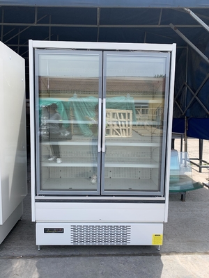 Multideck adapté aux besoins du client 2 portes en verre montrent le Cabinet réfrigéré avec les portes en verre antibrouillard vitrées par triple Frameless