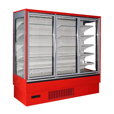 Réfrigérateur multideck à façade verticale commerciale avec lumières LED verticales intérieures pour l'affichage des aliments surgelés de supermarché