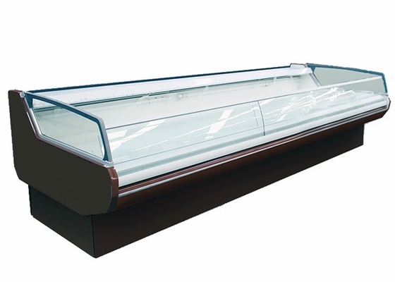 Front Curved Glass Fan Cooling Front Display Chiller For Sausages ouvert
