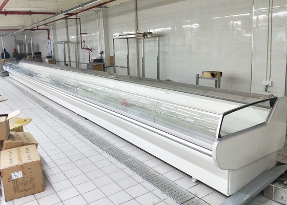 Viande ouverte de refroidissement de Front Curved Glass For Fresh de réfrigérateur de supermarché de fan