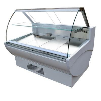 Cabinet réfrigéré de poissons commerciaux avec vers le bas Front Curved Glass Doors